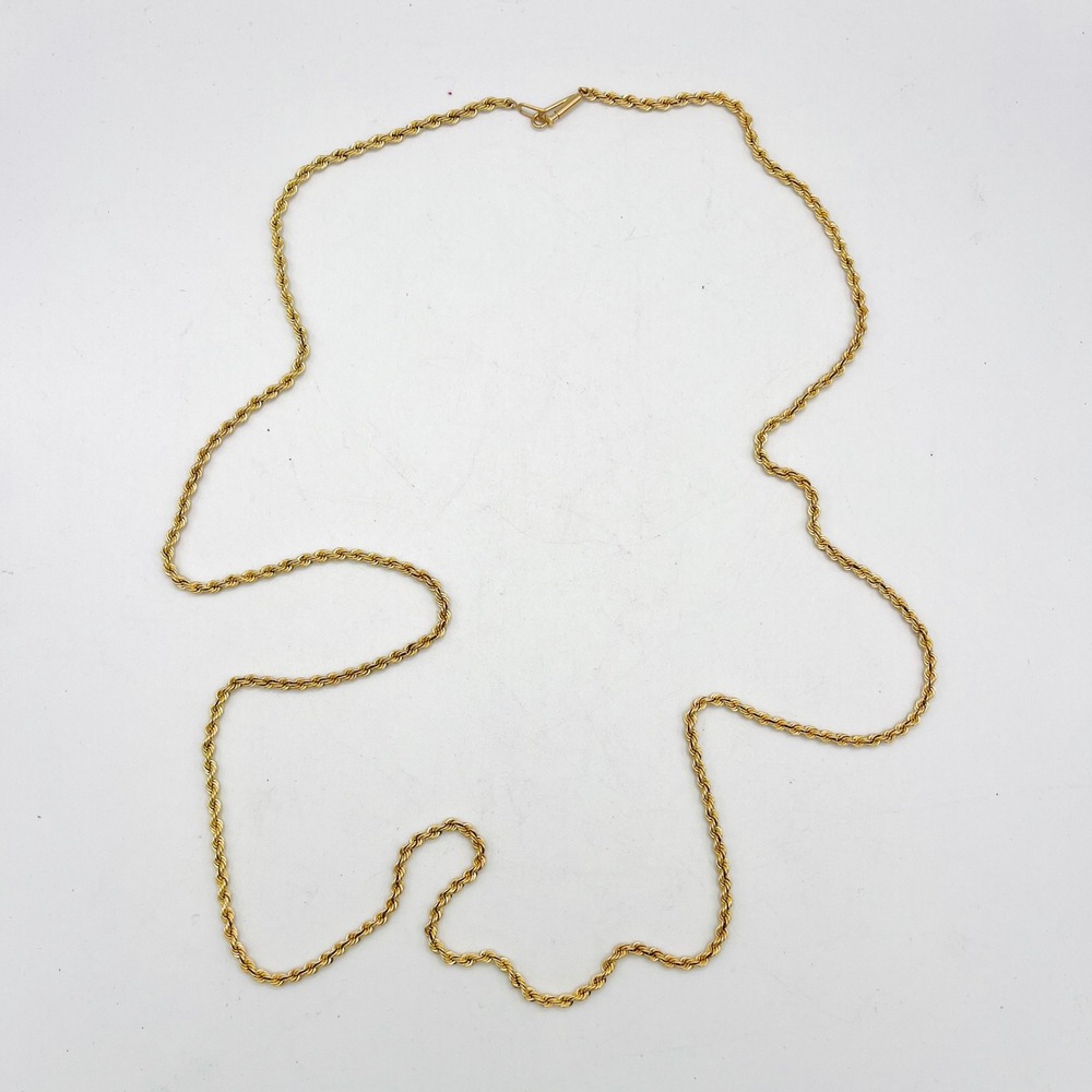 Vintage 14K Yellow Gold 3mm Rope Chain Necklace 36.5 Inch 31.32g